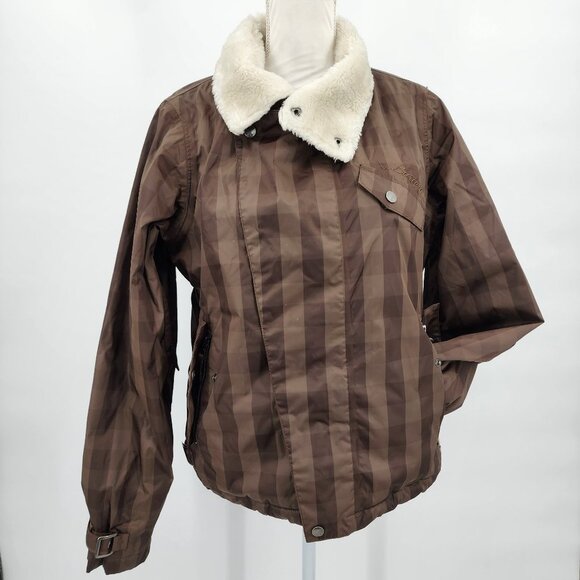 BURTON Dutchess Insulated Brown Tone On Tone Plaid Snowboard Jacket M - Picture 2 of 16